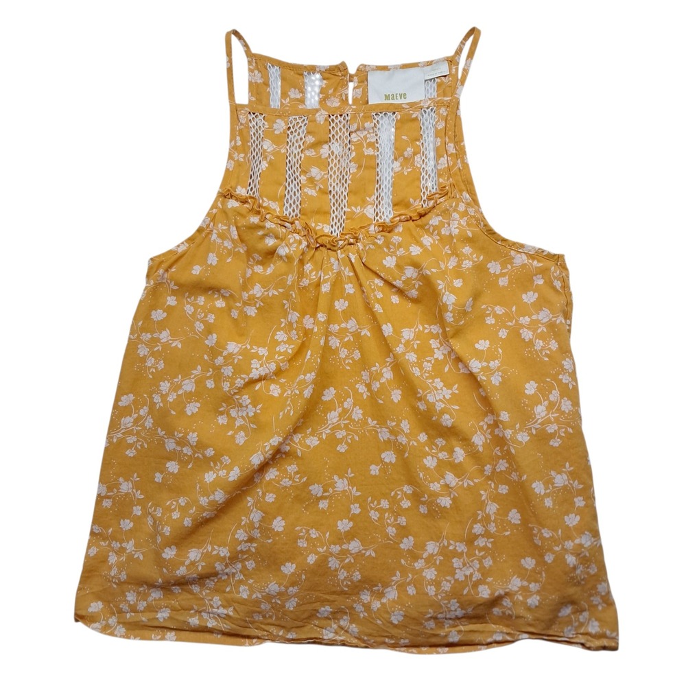 Anthropologie Maeve Top Women's XS Orange Floral Sleeveless Ruffle Martell‎ Lace